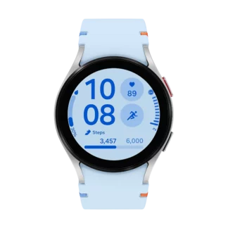 Samsung Galaxy Watch FE boitier gris bracelet bleu